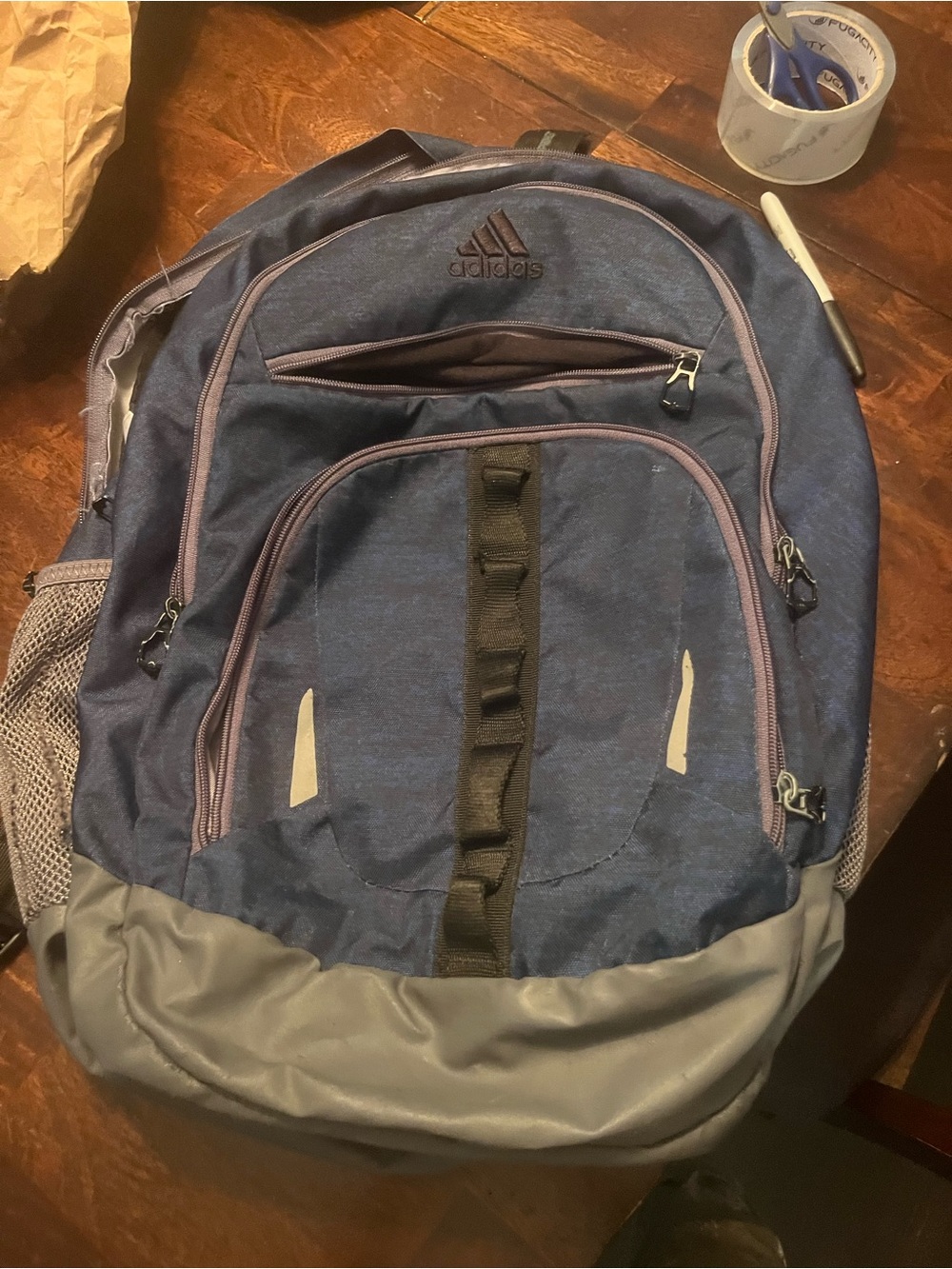 adidas Men's Blue and Gray Laptop Storage School backpack